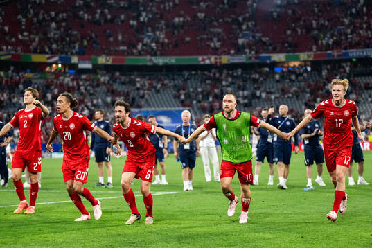 Yussuf Poulsen, Thomas Delaney, Christian Eriksen and