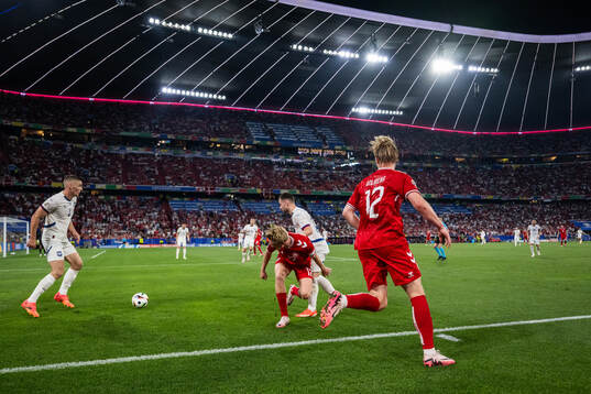 Nikola Milenkovic and Milos Veljkovic of Serbia compete for