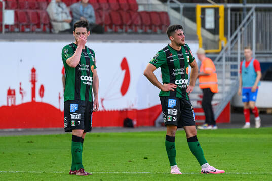 Varbergs Robin Tranberg och Aulon Bitiqi deppar