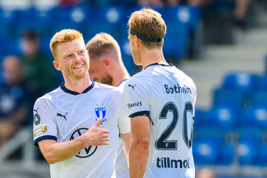 Malmö FFs Anders Christiansen och Erik Botheim jublar