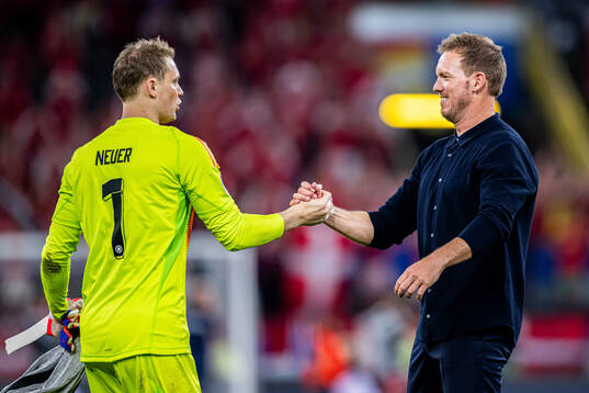 Goalkeeper Manuel Neuer and Head coach Julian Nagelsmann of