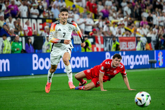 Kai Havertz of Germany and Andreas Christensen of Denmark