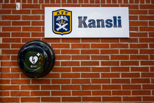 En hjärtstartare på Ängelholms kanslibyggnad