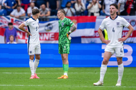 John Stones, goalkeeper Jordan Pickford and Declan Rice of