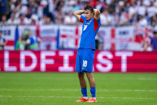 David Strelec of Slovakia looks dejected