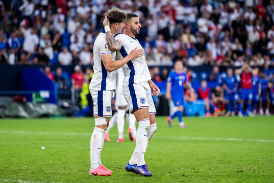 John Stones and Kyle Walker of England