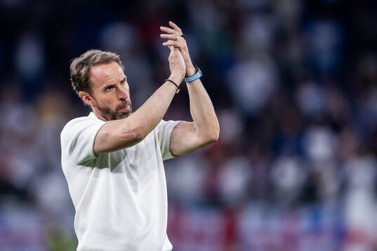 Head coach Gareth Southgate of England celebrates