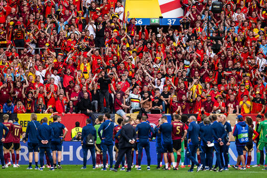 Players of Belgium and supporters