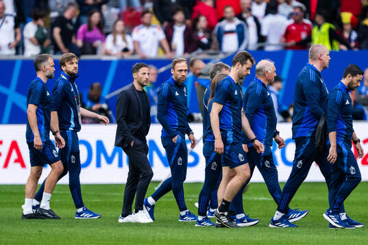 Head coach Domenico Tedesco of Belgium looks dejected