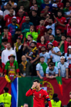 Cristiano Ronaldo of Portugal looks dejected