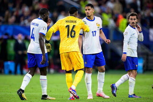 Dayot Upamecano, Mike Maignan, and William Saliba of France