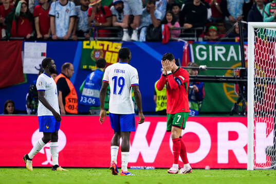 Cristiano Ronaldo of Portugal looks dejected