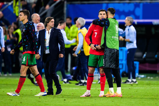 Cristiano Ronaldo of Portugal looks dejected