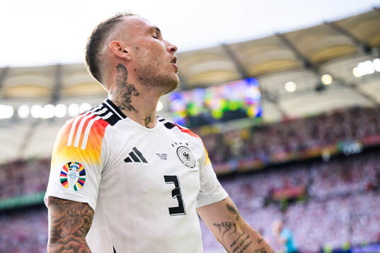 David Raum of Germany looks dejected