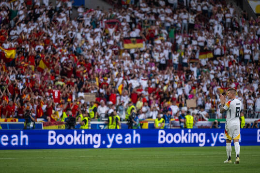 Toni Kroos of Germany looks dejected as he recognizes the