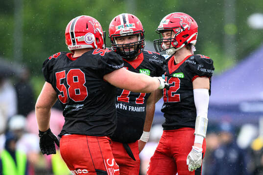 Carlstad Crusaders Axel Nykvist, Oskar Johansson och Albin