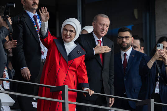 Recep Tayyip Erdogan, president of Turkey, in the stands