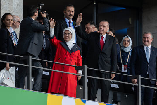 Recep Tayyip Erdogan, president of Turkey, in the stands