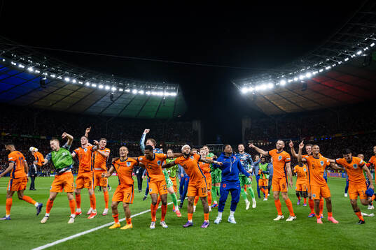 Players of Netherlands celebrate
