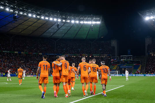 Players of Netherlands celebrate