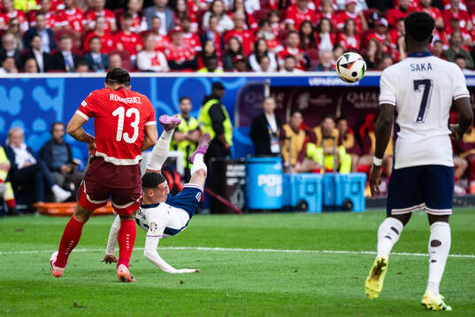 Ricardo Rodriguez of Switzerland and Phil Foden of England