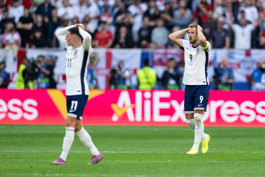Harry Kane of England reacts