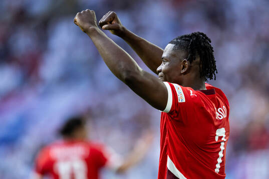 Breel Embolo of Switzerland celebrates