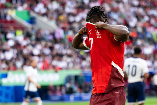 Breel Embolo of Switzerland looks dejected
