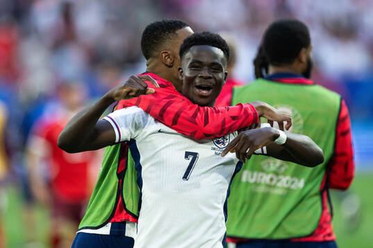 Bukayo Saka of England celebrates