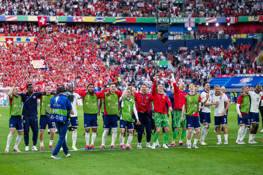 Players of England celebrate