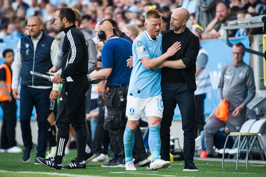 Malmö FFs Anders Christiansen och tränare Henrik Rydström