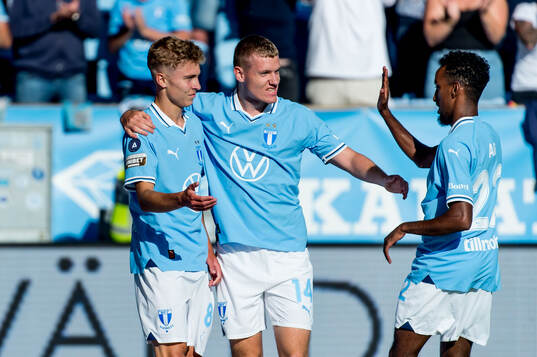 Malmö FFs Hugo Bolin, Sebastian Jörgensen och Taha Ali