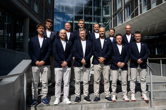 Staff of the Norwegian U19 national football team pose for