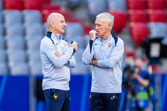 Head coach Didier Deshamps at a training session with France