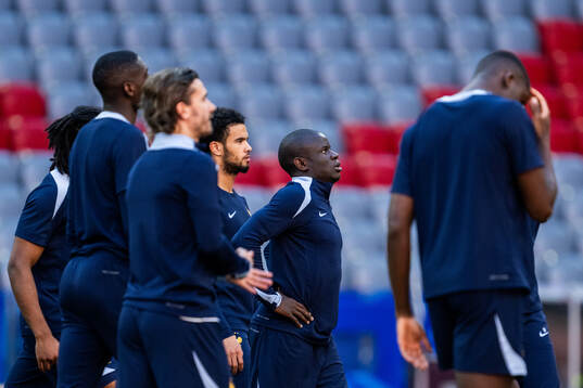 N'Golo Kanté at a training session with France