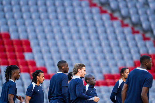 Jules Koundé and N'Golo Kanté at a training session with