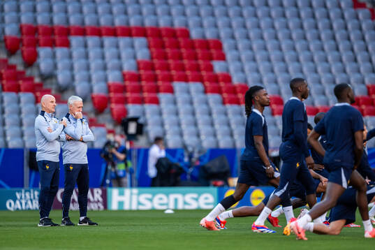 Head coach Didier Deshamps at a training session with France