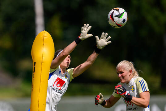 Goalkeepers Jennifer Falk and Emma Holmgren