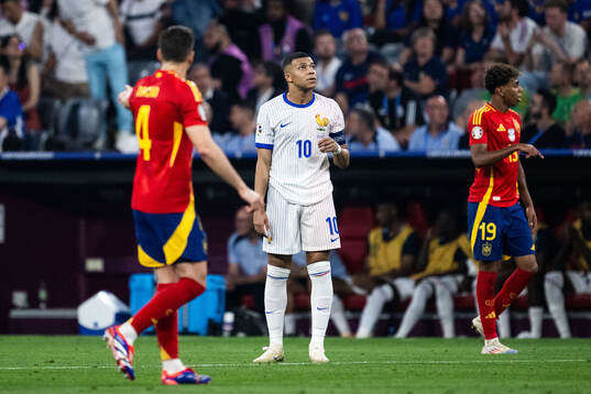 Kylian Mbappé of France looks dejected