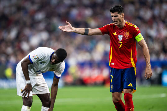 Alvaro Morata of Spain reacts