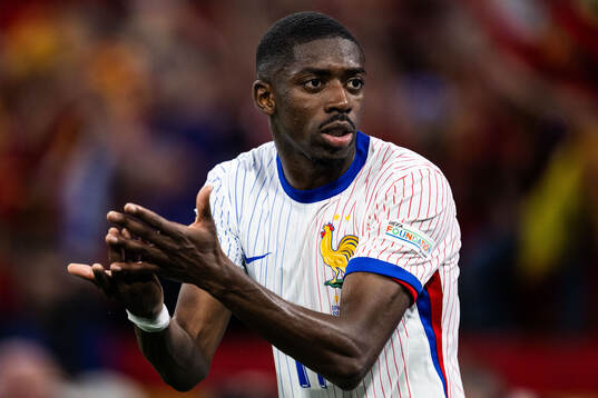 Ousmane Dembele of France reacts