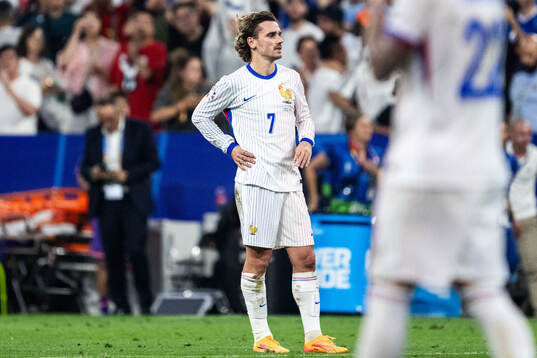 Antoine Griezmann of France looks dejected