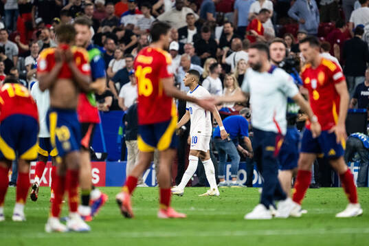 Kylian Mbappé of France looks dejected