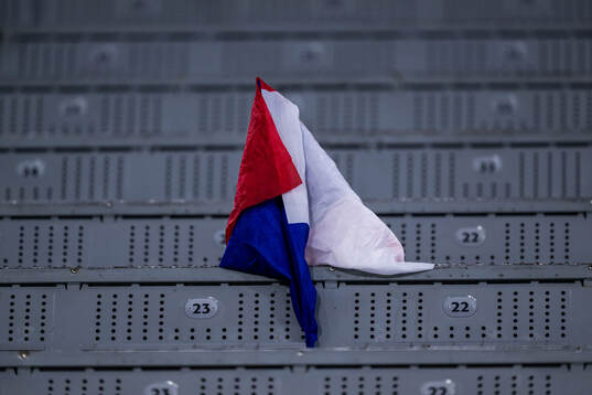 A French flag in the stands