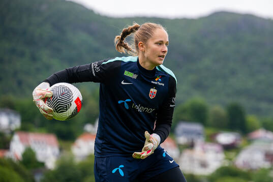 Goalkeeper Aurora Mikalsen of the Norwegian women's