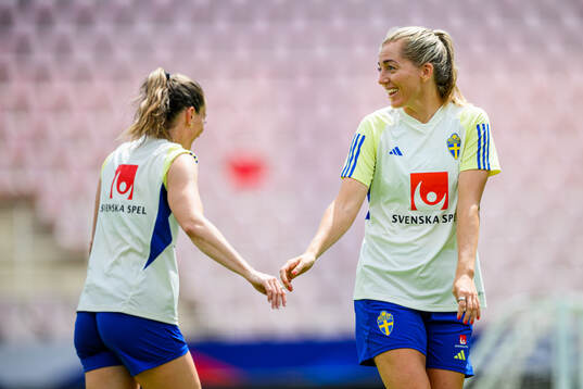 Kosovare Asllani and Linda Sembrant of the Swedish women's