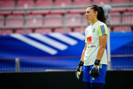 Goalkeeper Zecira Musovic of the Swedish women's national