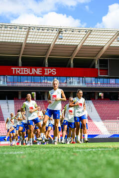 Players of the Swedish women's national football team warm