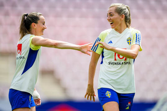 Kosovare Asllani and Linda Sembrant of the Swedish women's
