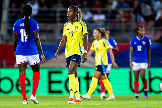 Evelyn Ijeh of Sweden looks dejected